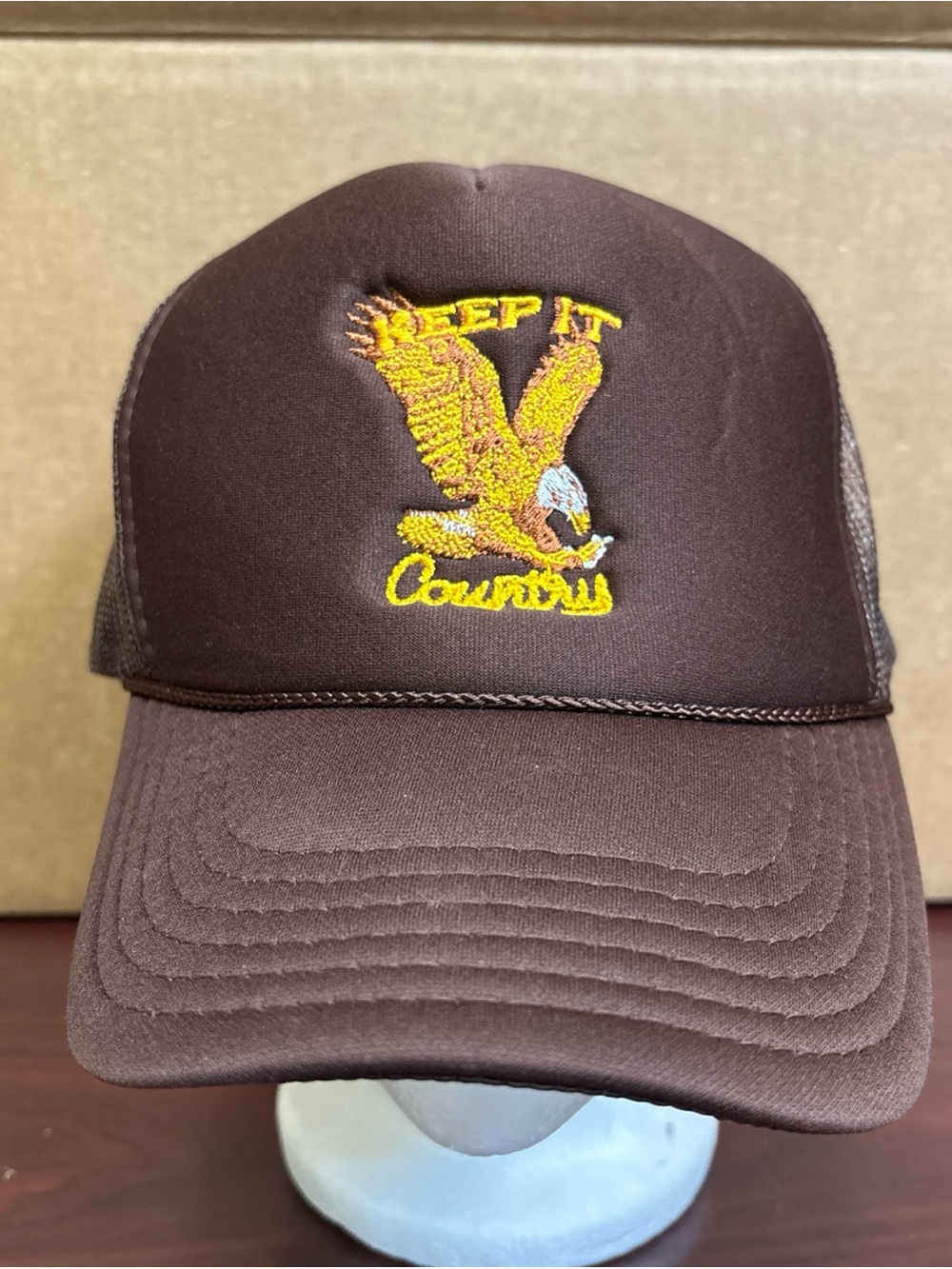 Keep It Country Bald Eagle Foam Trucker Hat Rope Mesh Snapback Cap Unisex